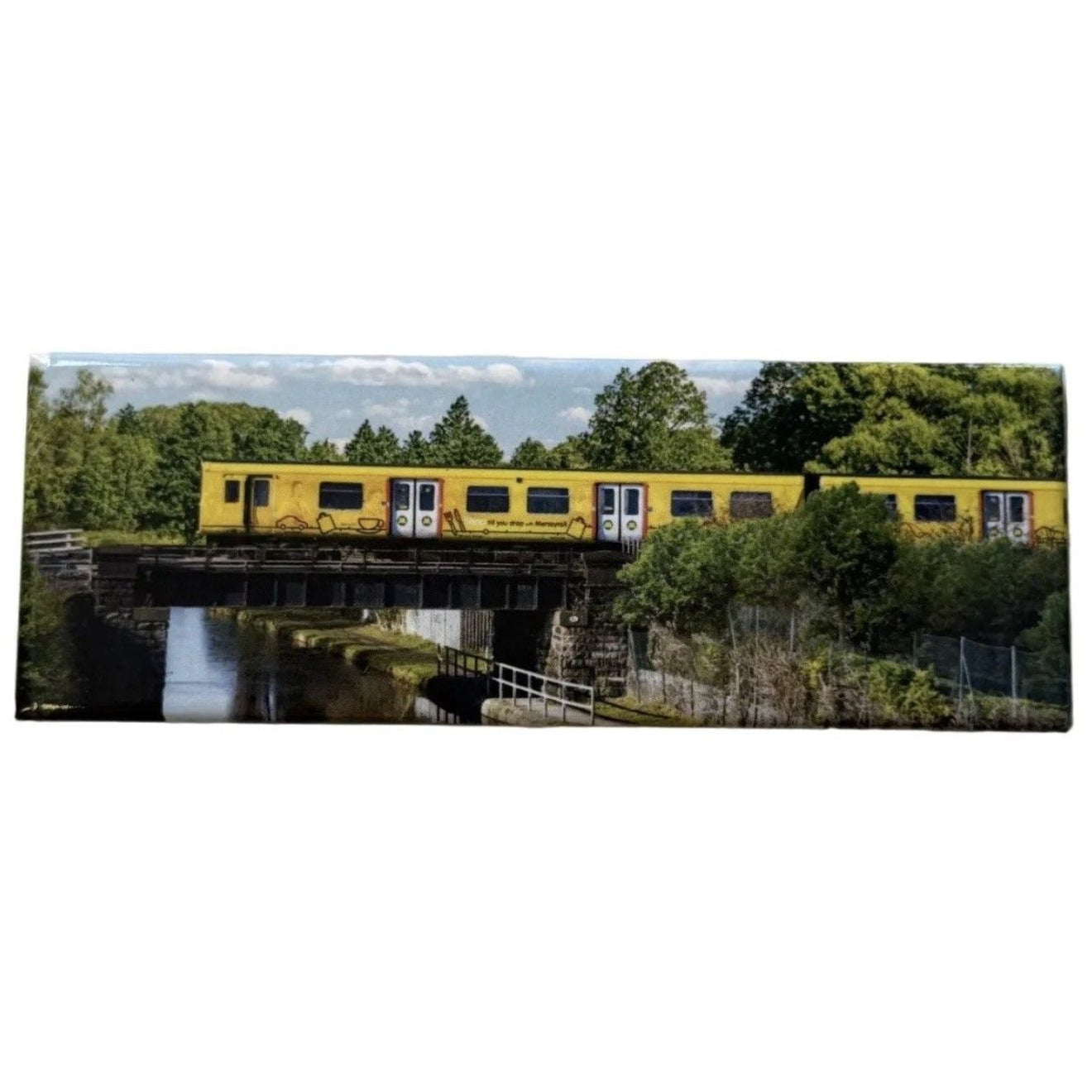 Merseyrail Train Magnet of a train crossing the Leeds Liverpool Canal.